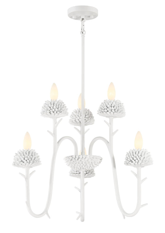 North Fork by Robin Baron Six Light Pendant in Sand White