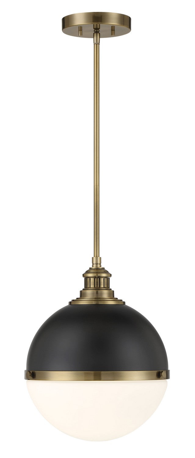 Vorey One Light Pendant in Coal And Oxidized Aged Brass