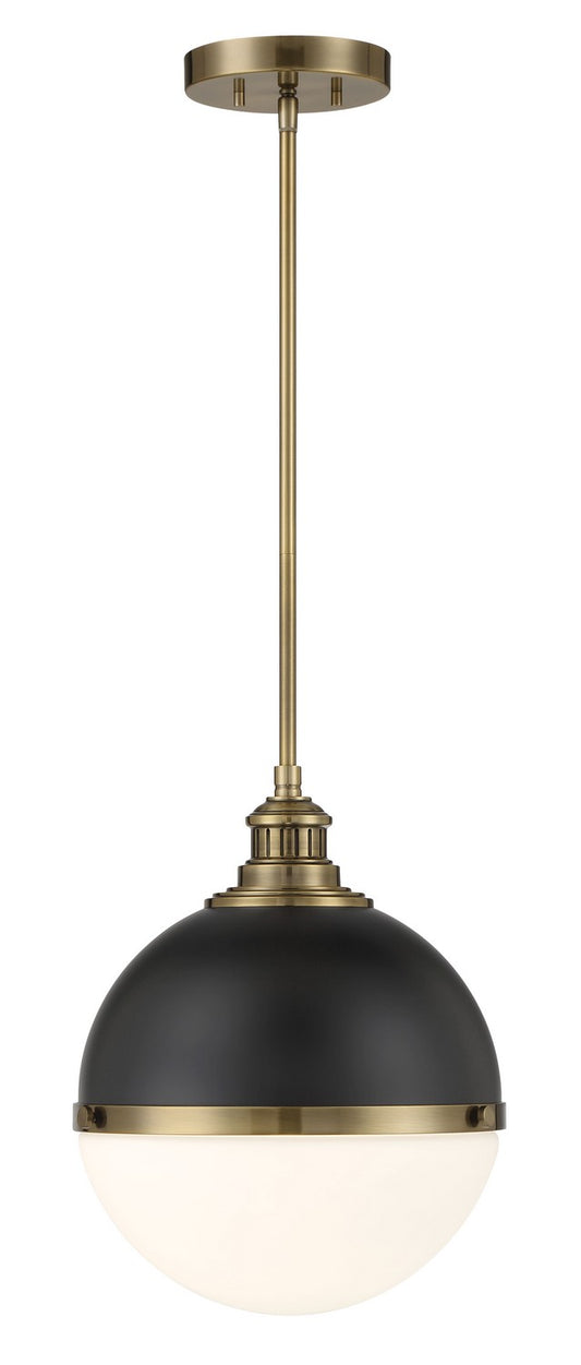 Vorey One Light Pendant in Coal And Oxidized Aged Brass