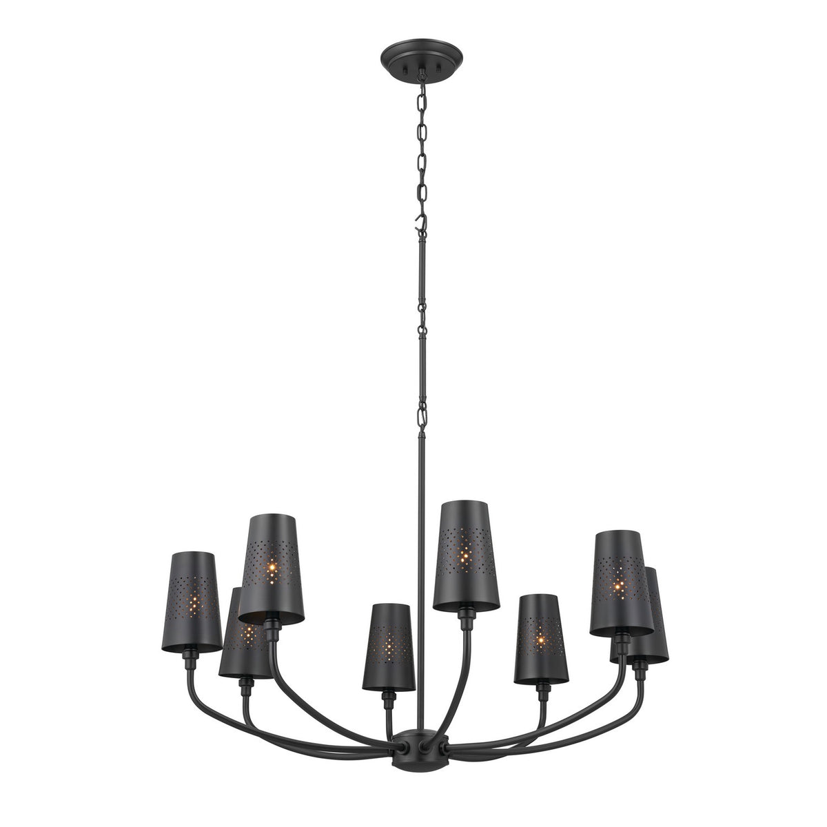 Adeena Eight Light Chandelier in Black