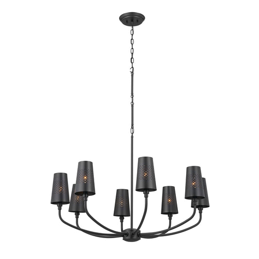 Adeena Eight Light Chandelier in Black