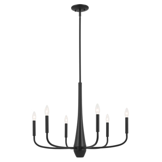 Deela Six Light Chandelier in Black