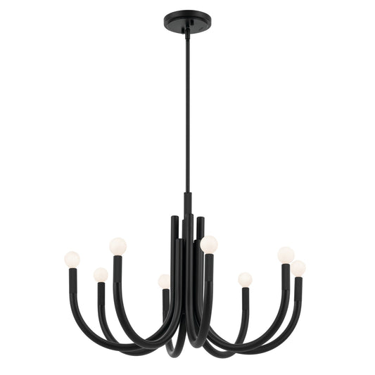 Odensa Eight Light Chandelier in Black