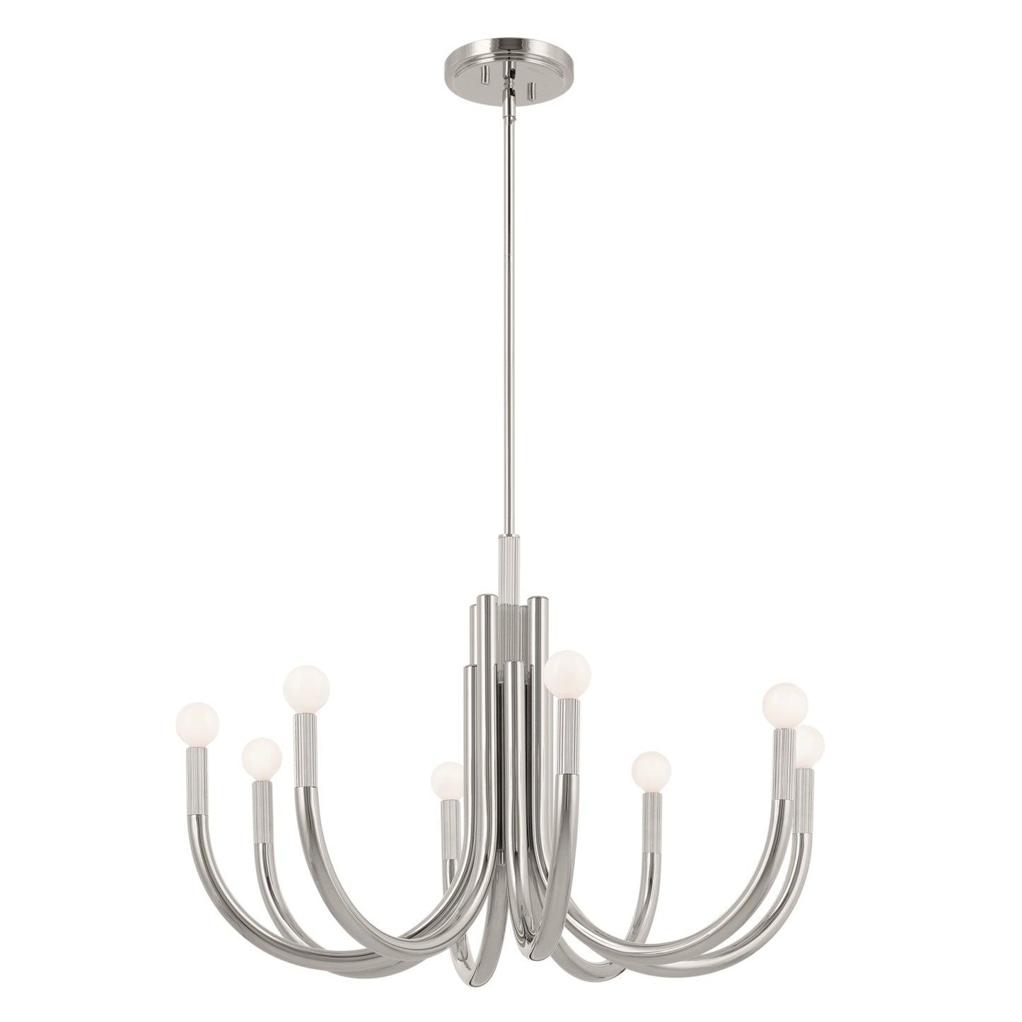 Odensa Eight Light Chandelier in Polished Nickel