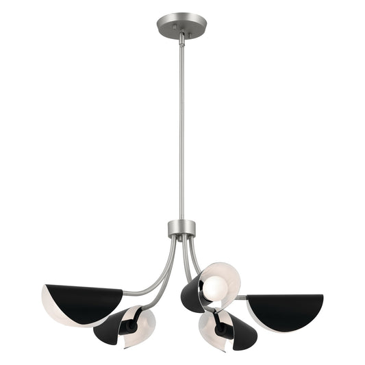 Arcus Five Light Chandelier/Semi Flush in Satin Nickel