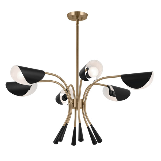 Arcus Six Light Chandelier in Champagne Bronze