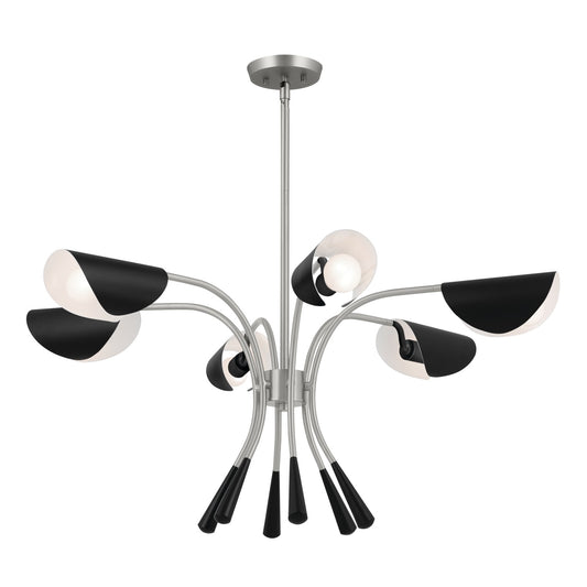 Arcus Six Light Chandelier in Satin Nickel