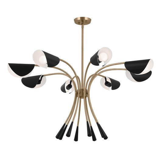 Arcus Eight Light Chandelier in Champagne Bronze