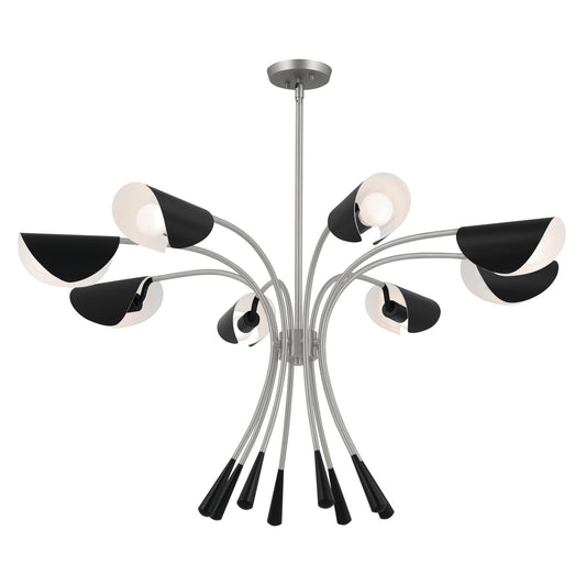 Arcus Eight Light Chandelier in Satin Nickel