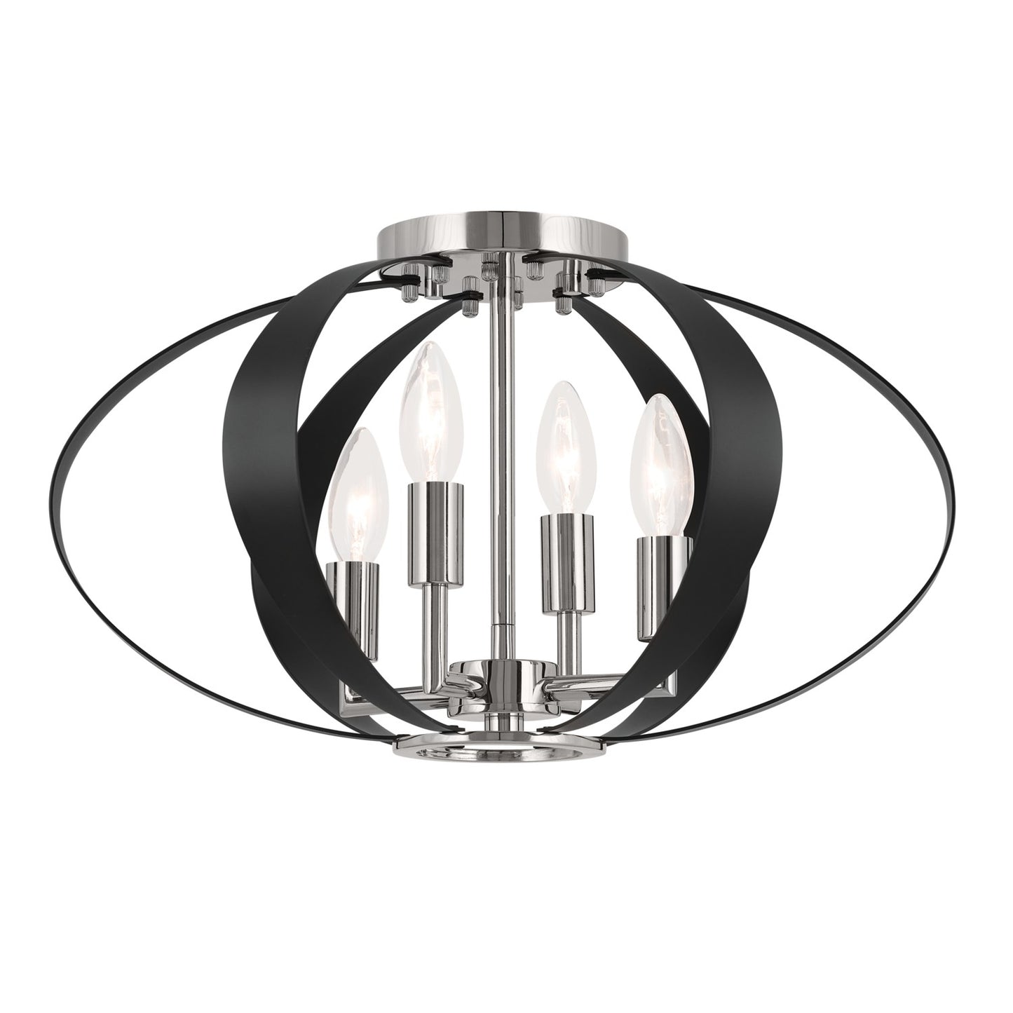 Cecil Four Light Flush Mount in Polished Nickel