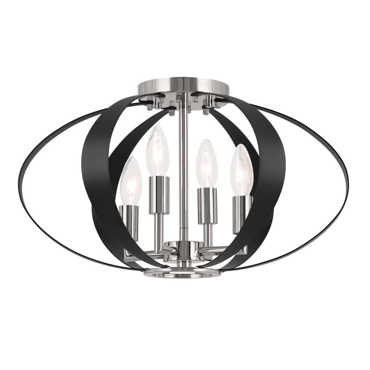 Cecil Four Light Flush Mount in Polished Nickel
