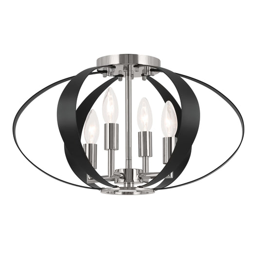 Cecil Four Light Flush Mount in Polished Nickel