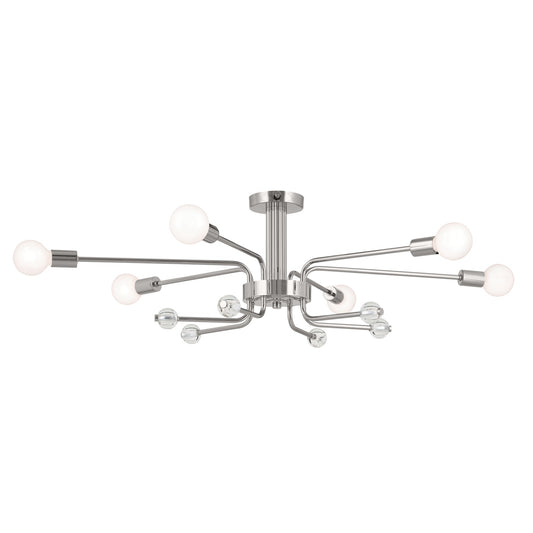 Ocala Six Light Semi Flush Mount in Polished Nickel