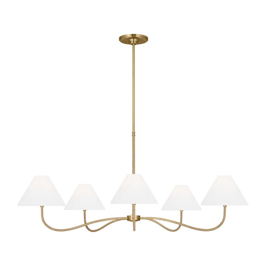 Laguna Five Light Chandelier in Burnished Brass