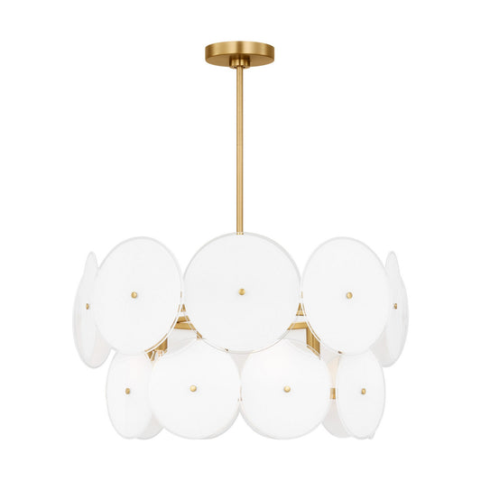 Emery Six Light Chandelier in Burnished Brass