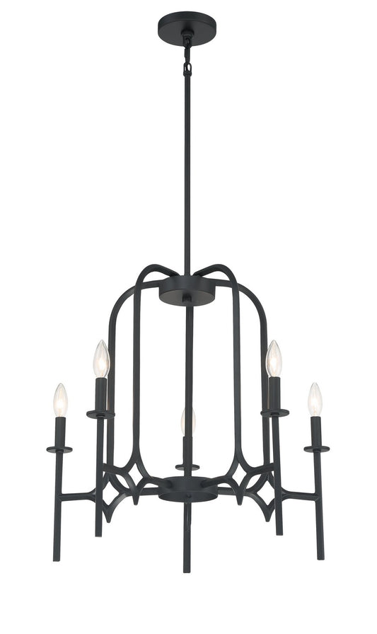 Muncie Five Light Chandelier in Coal