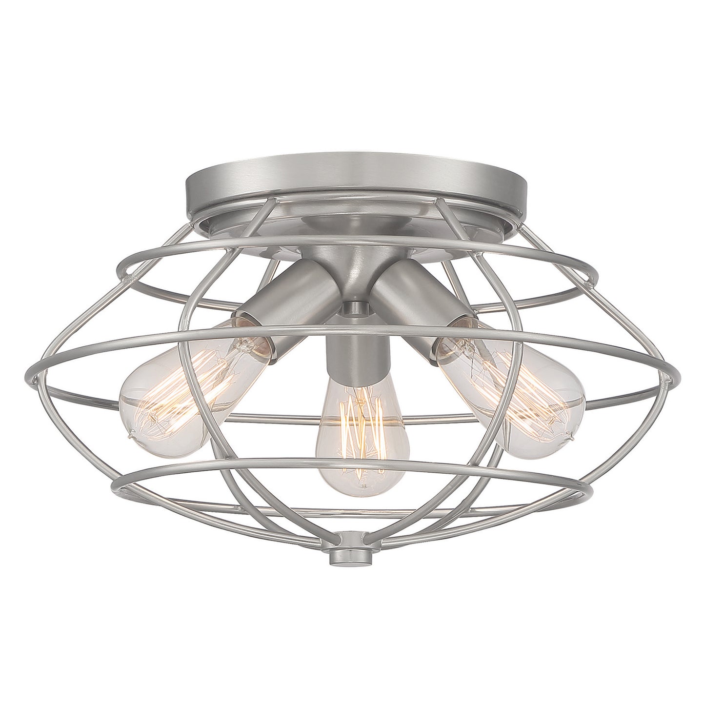 Jax Three Light Flushmount in Brushed Nickel