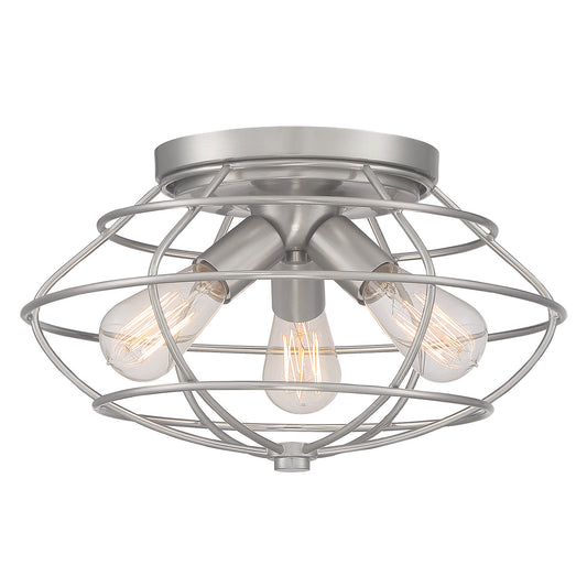 Jax Three Light Flushmount in Brushed Nickel