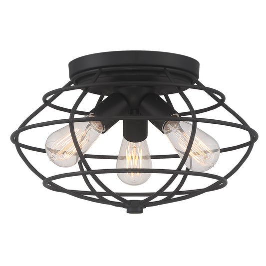 Jax Three Light Flushmount in Matte Black