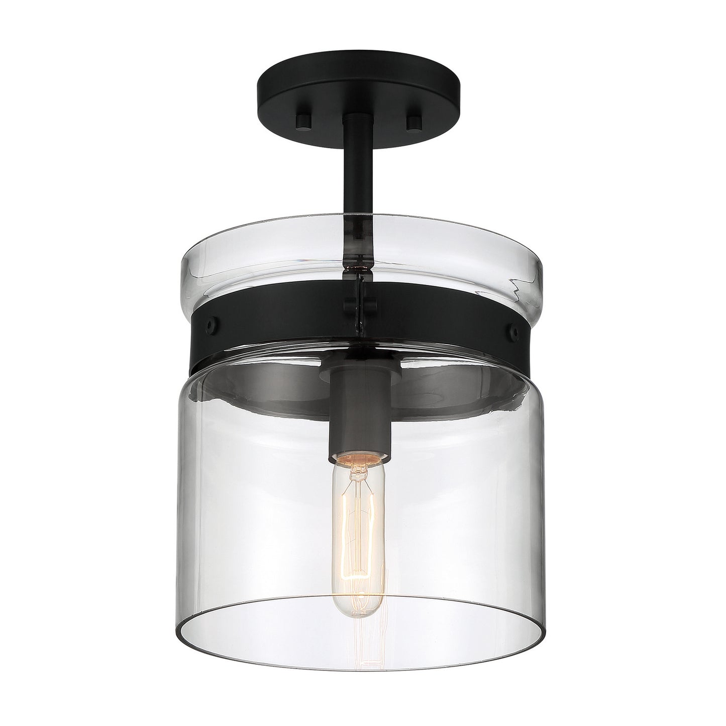 Midnight LA One Light Semi Flush Mount in Matte Black