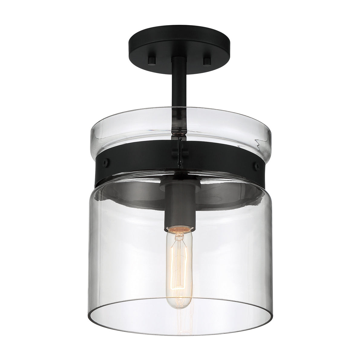 Midnight LA One Light Semi Flush Mount in Matte Black