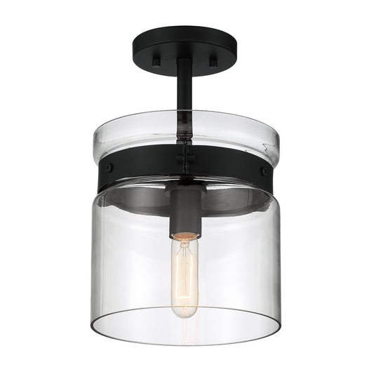 Midnight LA One Light Semi Flush Mount in Matte Black