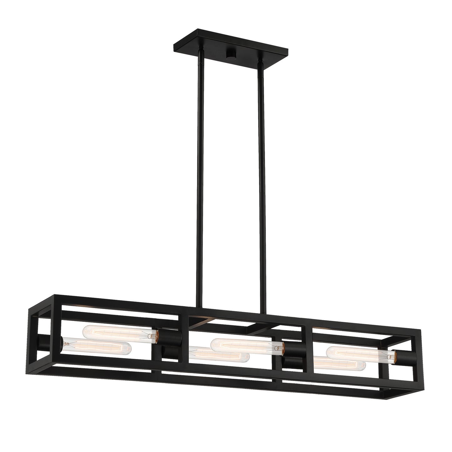 Urban Oasis Six Light Island Pendant in Matte Black