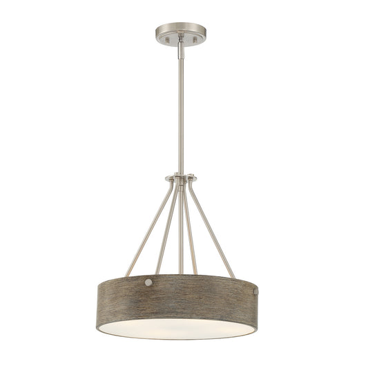 Erba Three Light Pendant in Brushed Nickel