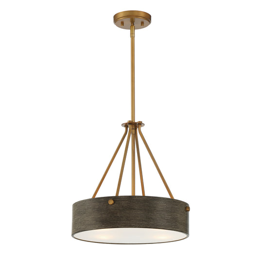 Erba Three Light Pendant in Old Satin Brass