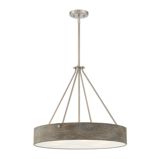 Erba Six Light Pendant in Brushed Nickel