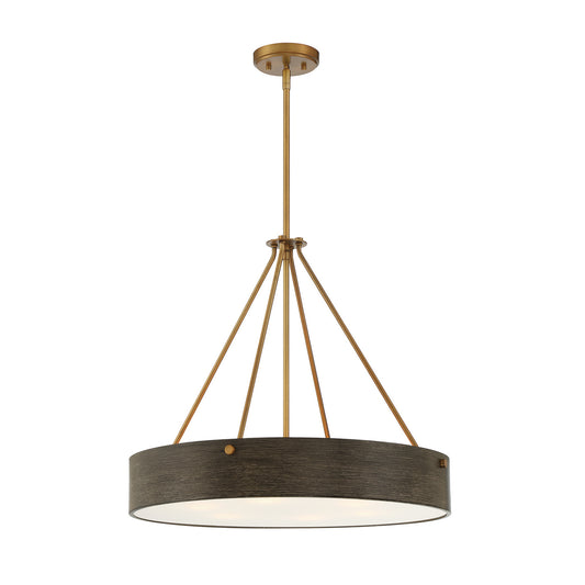 Erba Six Light Pendant in Old Satin Brass