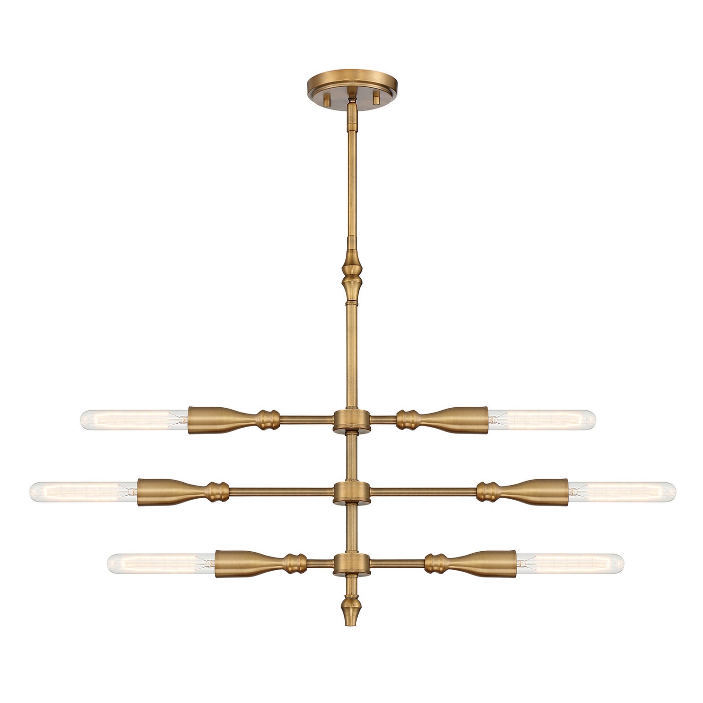 Louise Six Light Island Pendant in Old Satin Brass