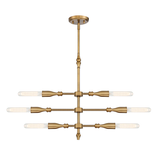 Louise Six Light Island Pendant in Old Satin Brass