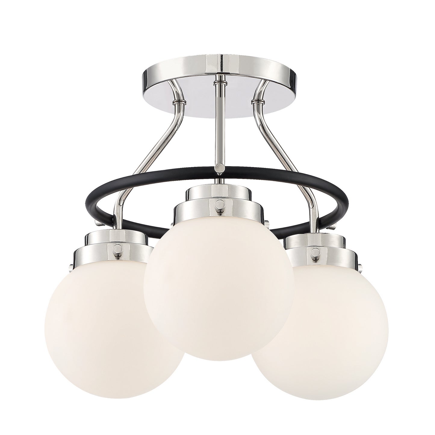 Elle Three Light Semi Flush Mount in Polished Nickel