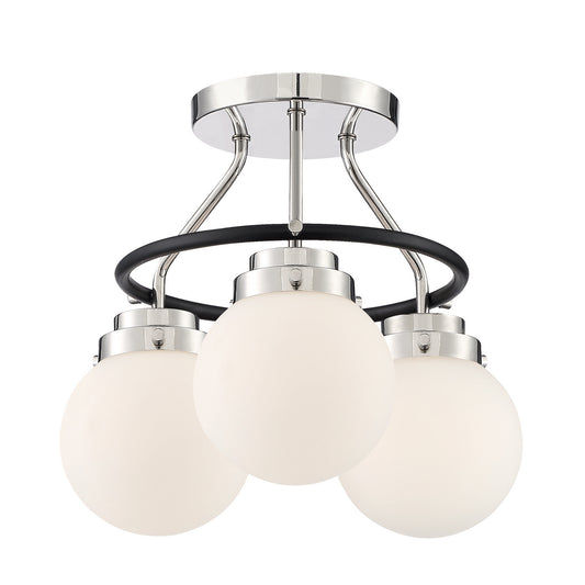 Elle Three Light Semi Flush Mount in Polished Nickel
