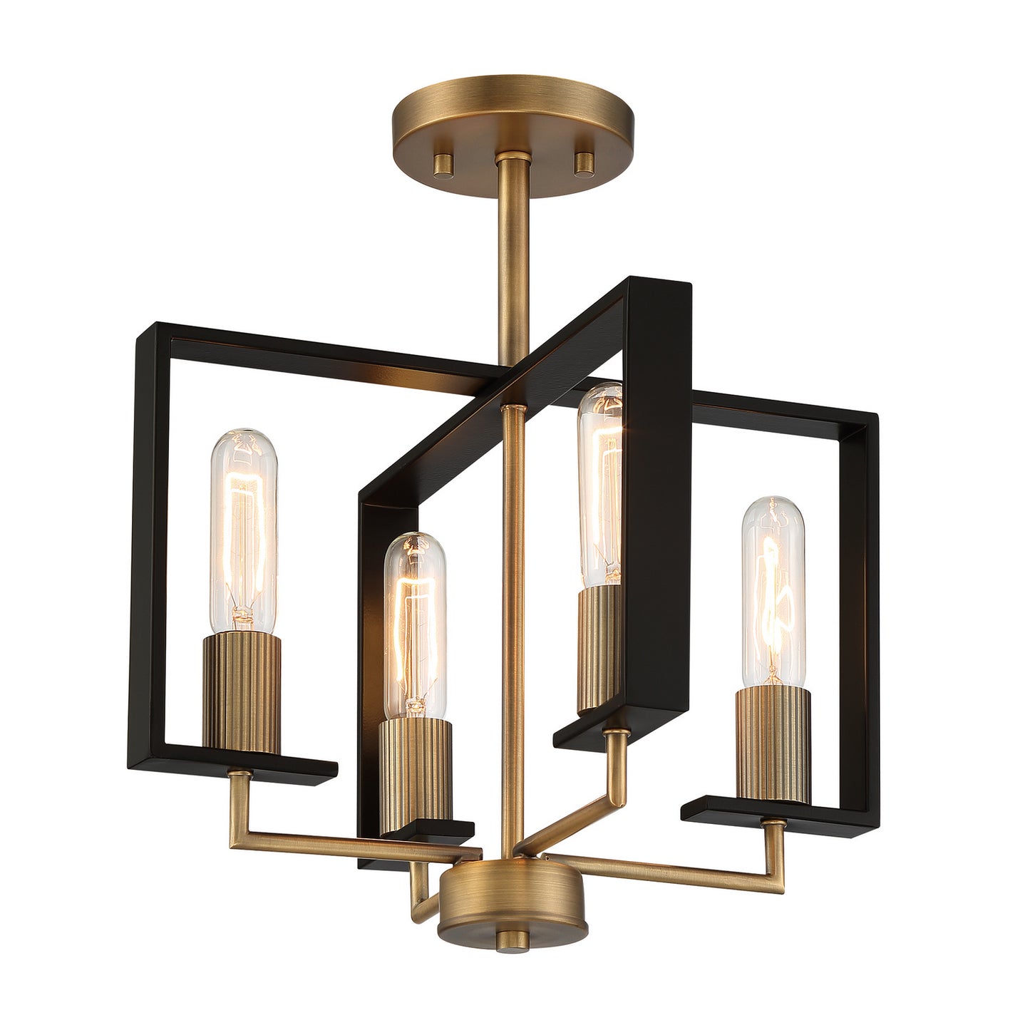 Chicago PM Four Light Semi Flush Mount in Old Satin Brass