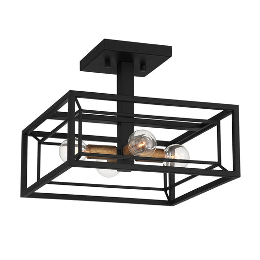 Within Four Light Semi Flush Mount in Matte Black