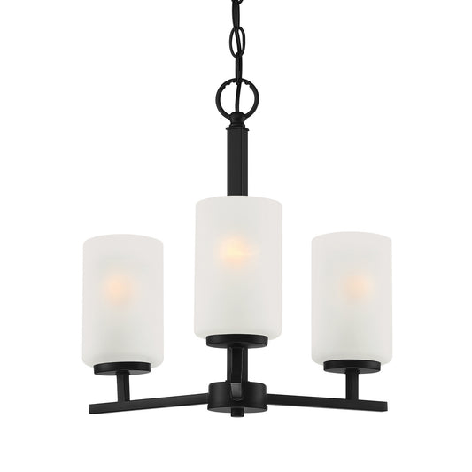 Carmine Three Light Chandelier in Matte Black