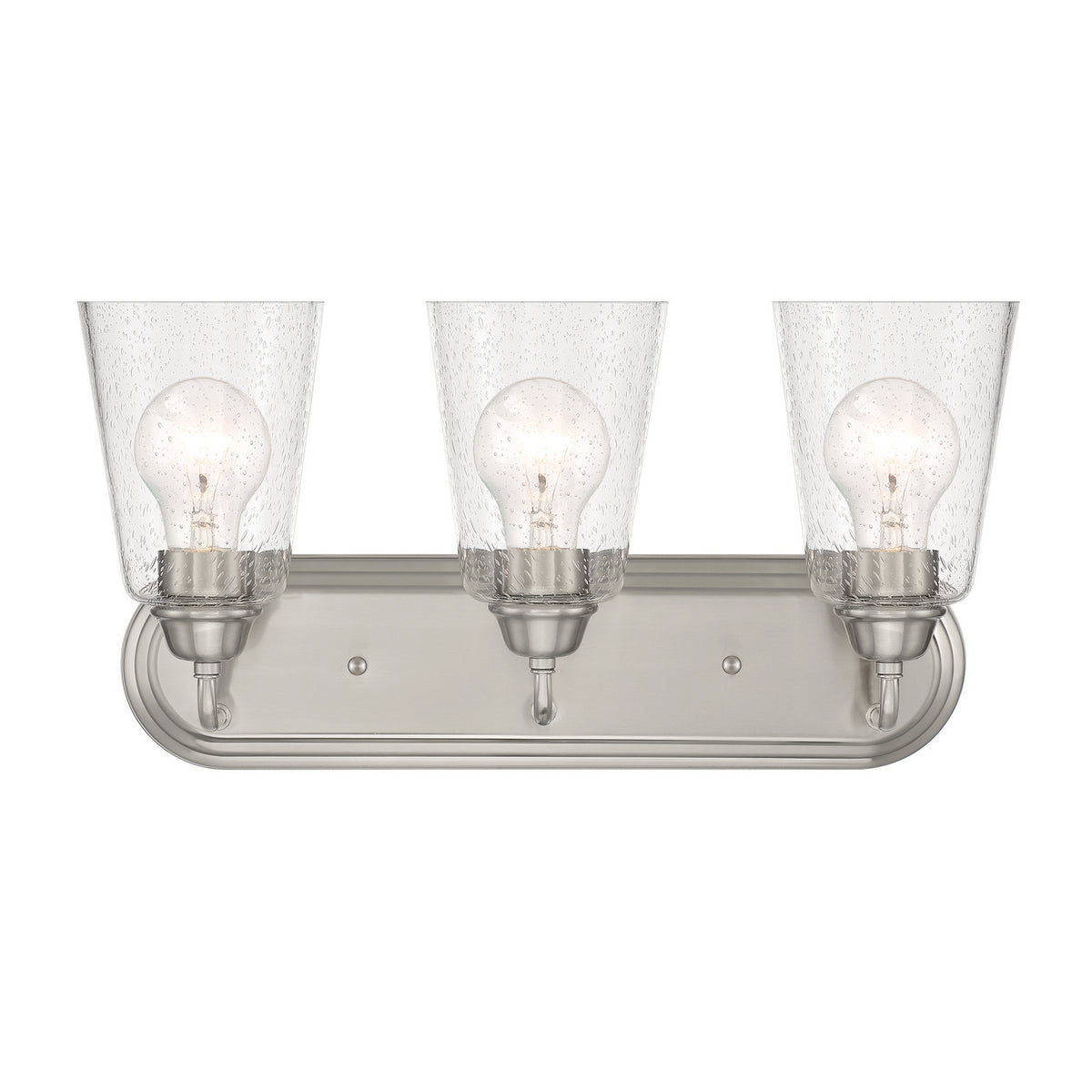 Zane Three Light Vanity in Brushed Nickel