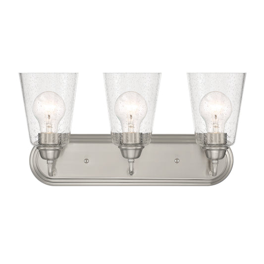 Zane Three Light Vanity in Brushed Nickel