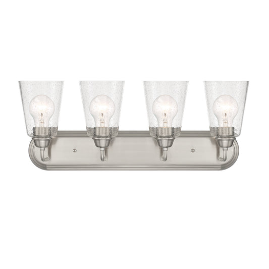 Zane Four Light Vanity in Brushed Nickel