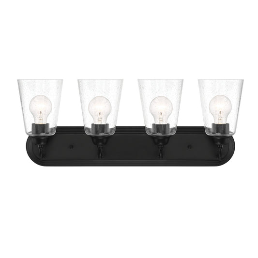 Zane Four Light Vanity in Matte Black