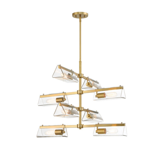 Latitude Eight Light Chandelier in Brushed Gold