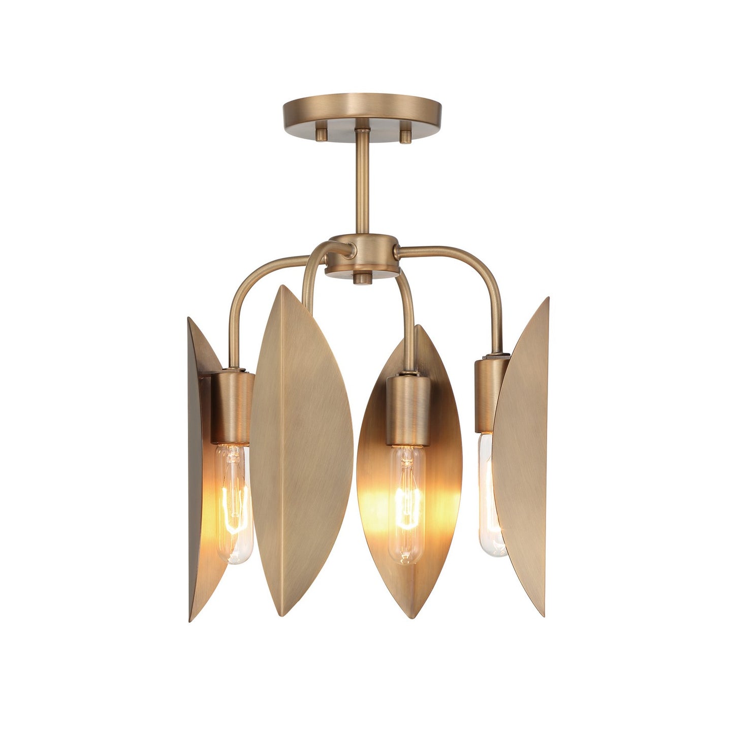 Eden Four Light Semi Flush Mount in Old Satin Brass