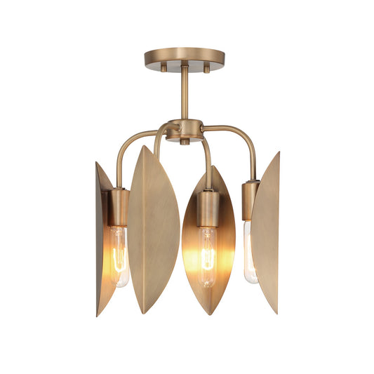 Eden Four Light Semi Flush Mount in Old Satin Brass