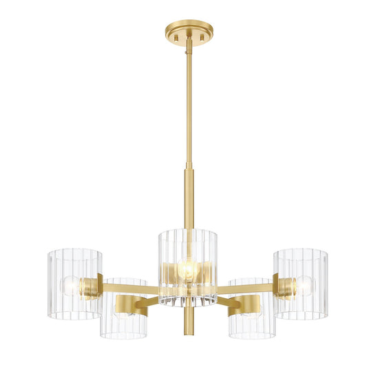 Aries Five Light Chandelier in Brushed Gold