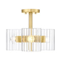 Aries Three Light Semi Flush Mount in Brushed Gold