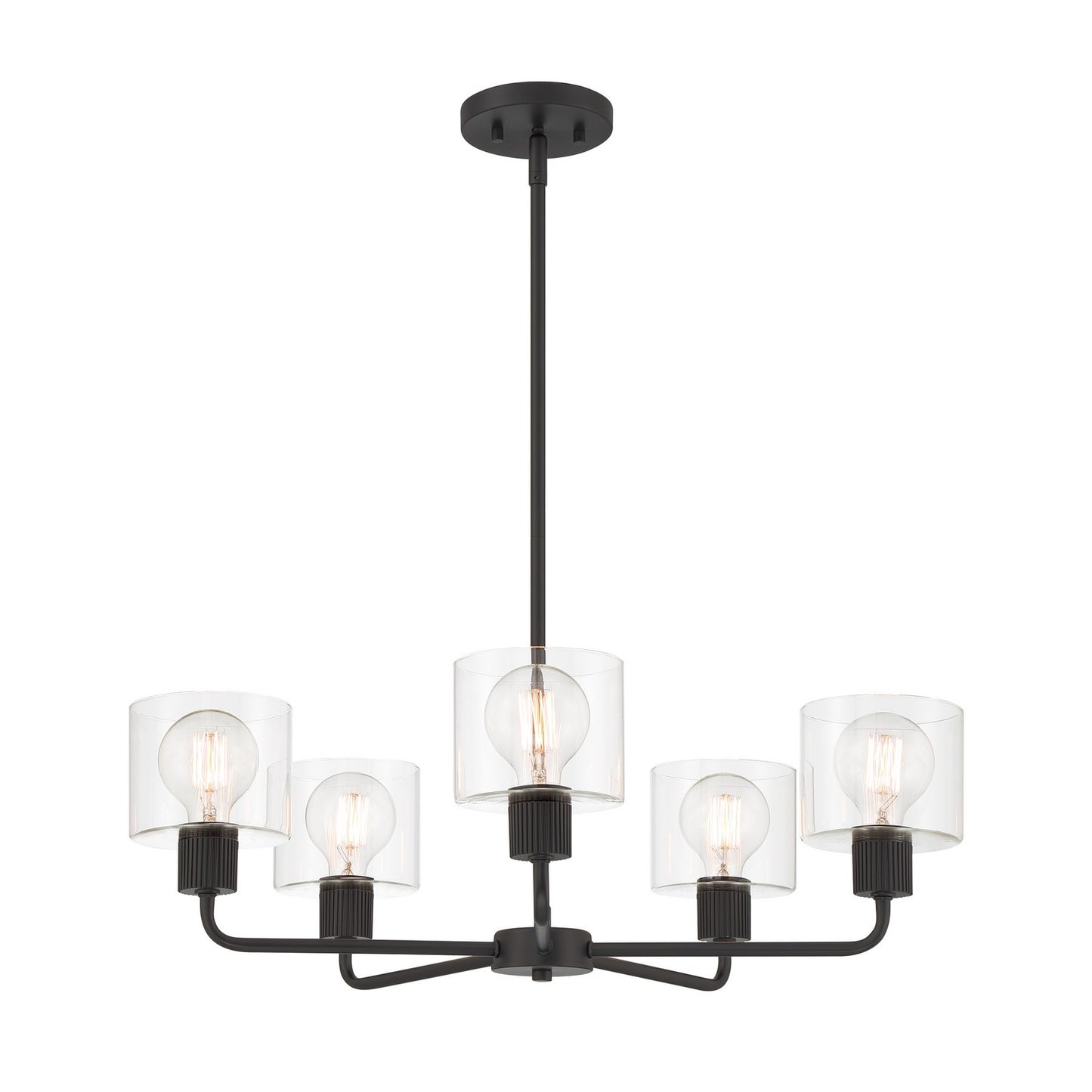 Vibrato Five Light Chandelier in Matte Black