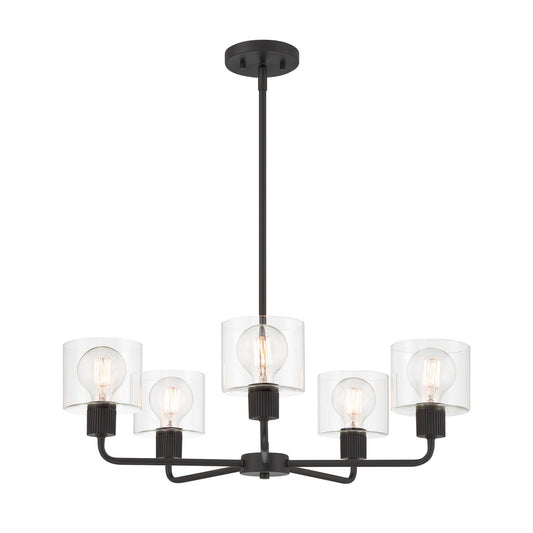 Vibrato Five Light Chandelier in Matte Black