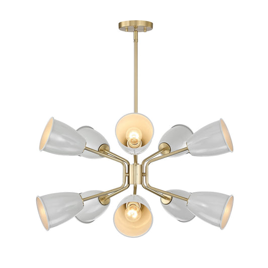 Biba Ten Light Chandelier in Brushed Gold